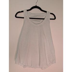 Lululemon White Green Striped Racerback Tank Top S Flowy Athleisure Yoga Casual